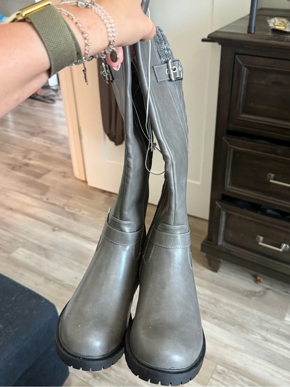 torrid Quilted Sweater Knee Boots in Grey